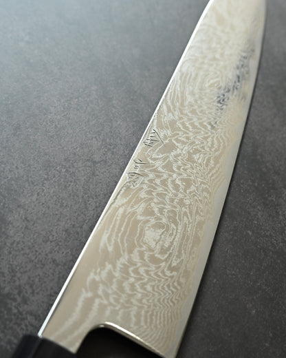 Kanetaka VG10 Damascus Gyuto Knife 210mm | Mirror-Finish Handcrafted Japanese Chef’s Knife with Octagonal Wood Handle