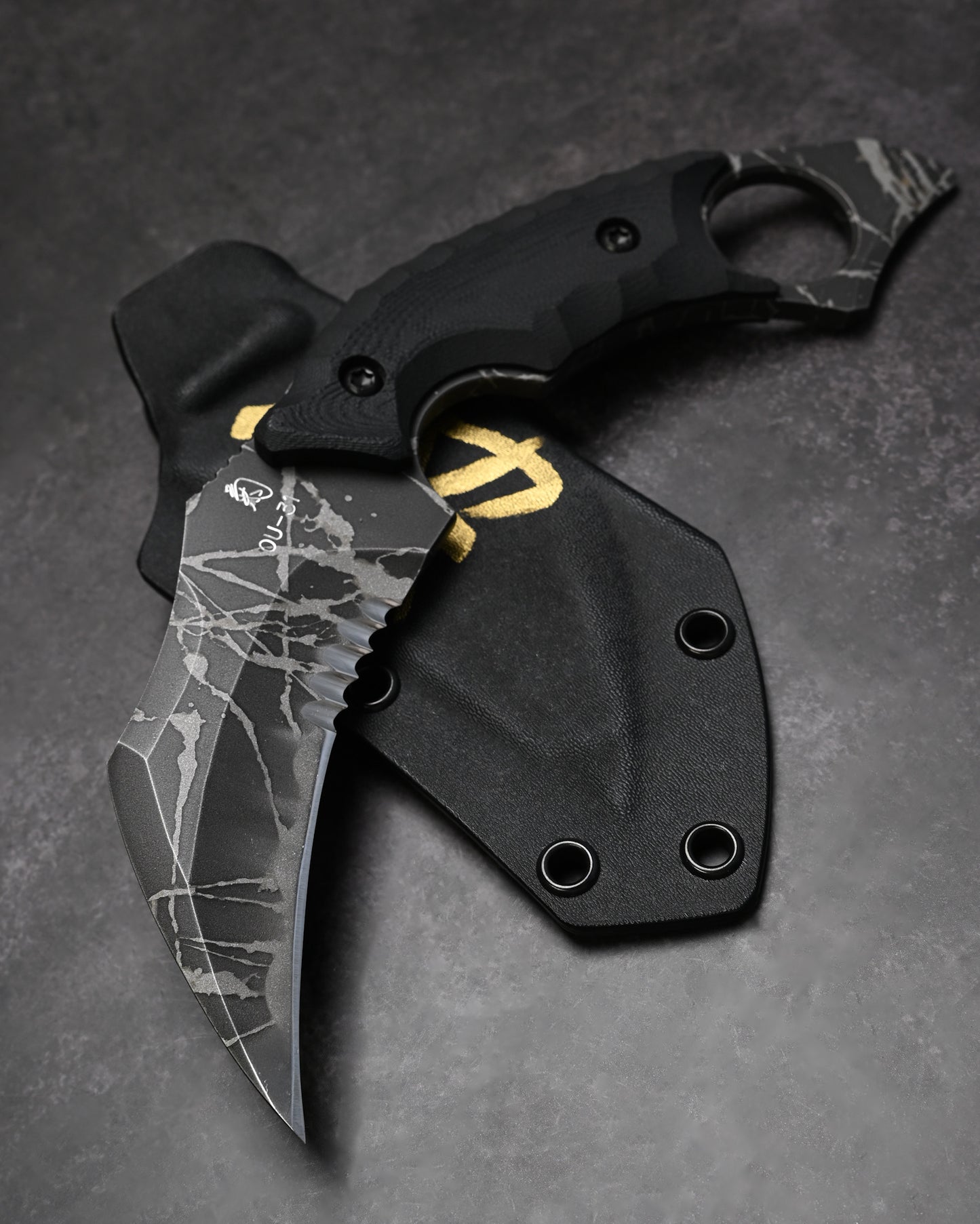 KIKUKNIVES Karambit Hawk Rare Ginza Exhibition Edition – OU-31 Steel, Black G10 Handle, Personally Signed