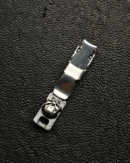 Discontinued and Rare Steel Flame Nail Clipper with Sterling Silver Warrior Skull