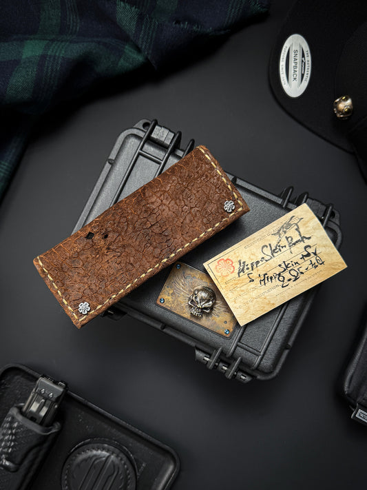 Wtopia Handmade Japanese Horsehide Knife Pouch｜One-Off with Silver Ginkgo Snap