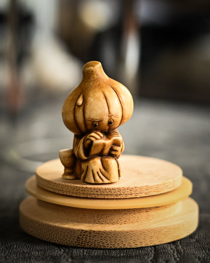 秋実童子 鹿角手彫り根付 Sunizumi Select ワンオフ作品
