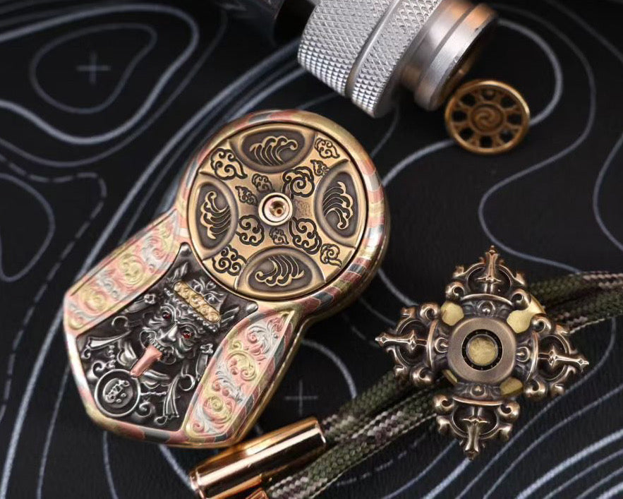 Mokume-gane Body × Zakiram Fortune Goddess — “Seal of Demon” Limited Edition (24 pcs)｜Multi-Metal Magnetic Plates｜Vajra Brass Spinner｜Push-Coin Action