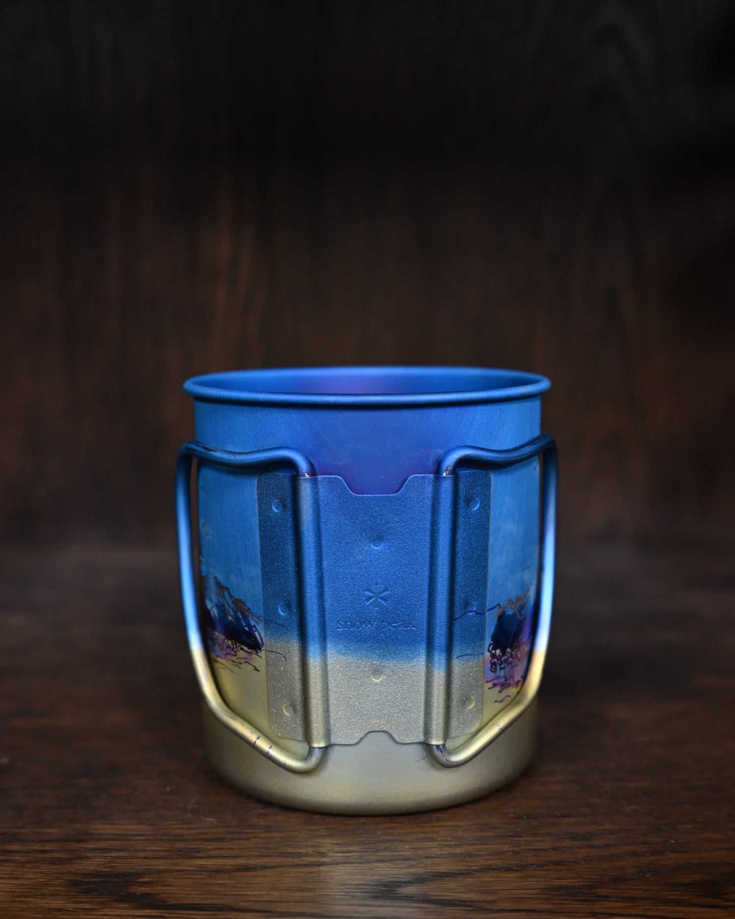 Hand-Carved Custom Edition Mountain & River Snow Peak Titanium Cup