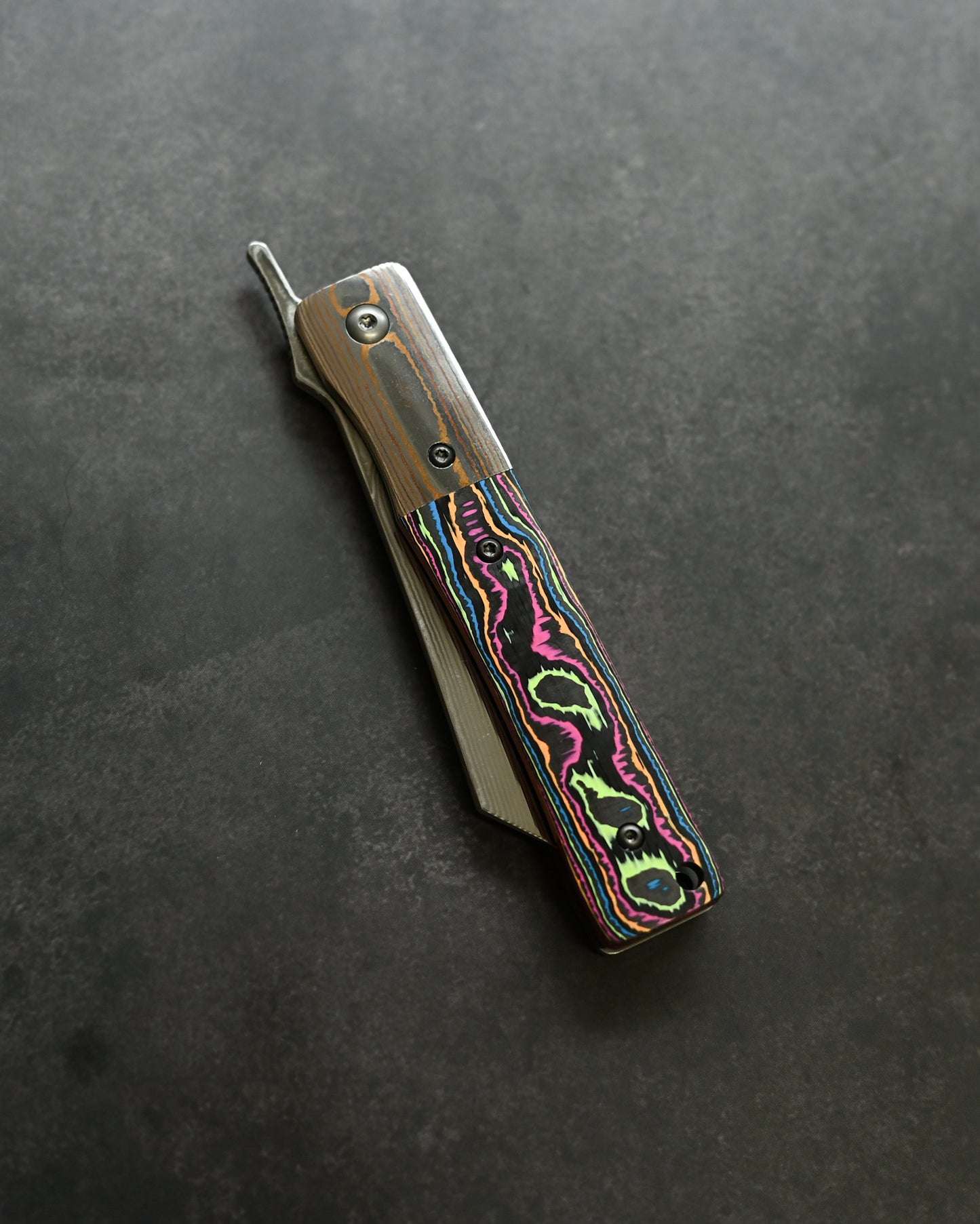 Haoworks Design Eirou Japan SG2 Laminated Steel Folding Knife Neon Lava Handle