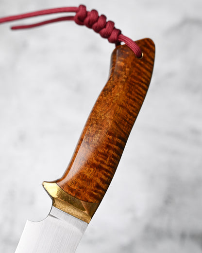 Japan Made Hiroshi Saito Handmade Gin3 Outdoor Knife｜Snakewood Handle｜Vegetable-Tanned Leather Sheath