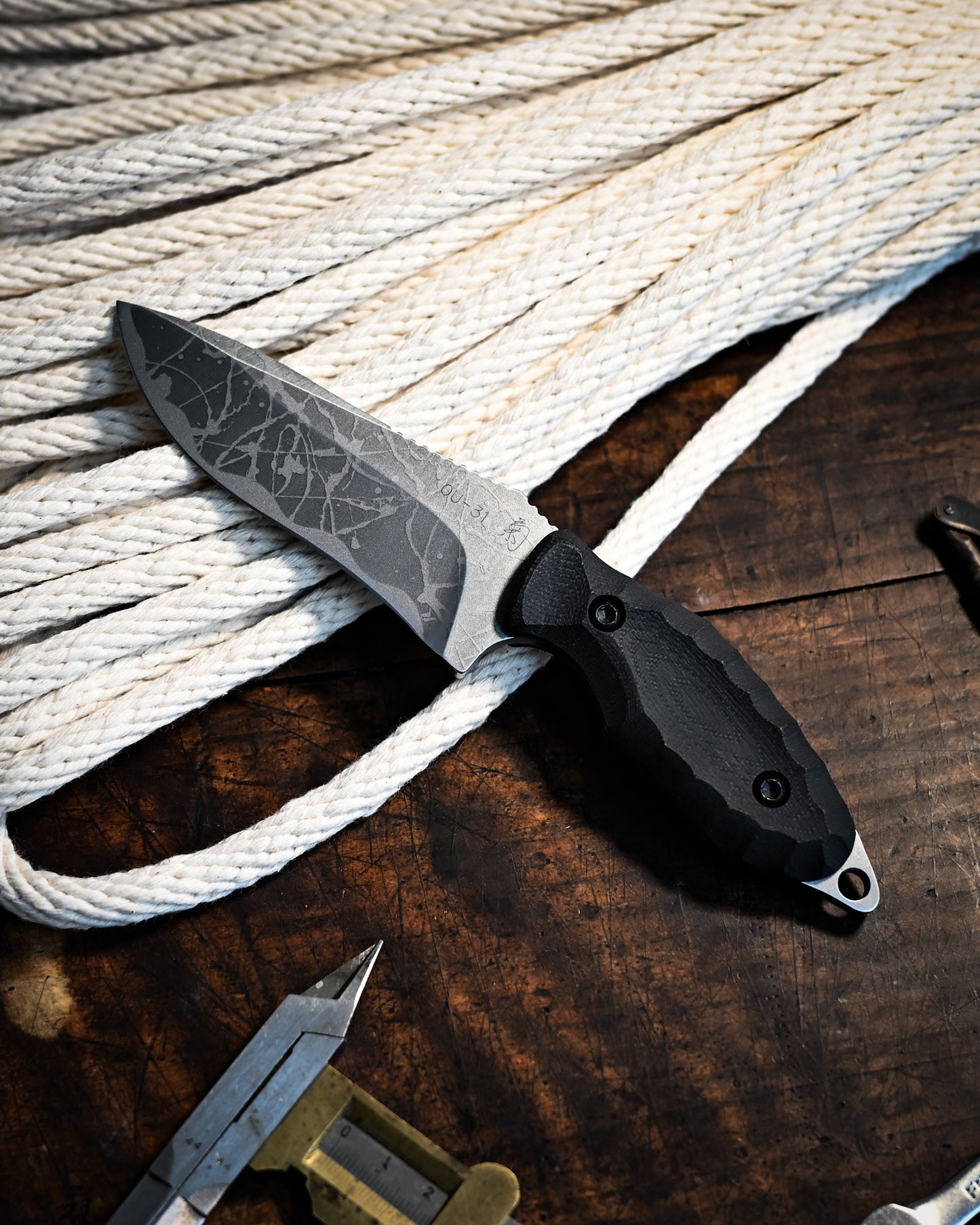 Kiku Knives KONIOH – Limited Edition Exhibition Signed Fixed Blade, OU-31 Steel, Black G-10 Handle