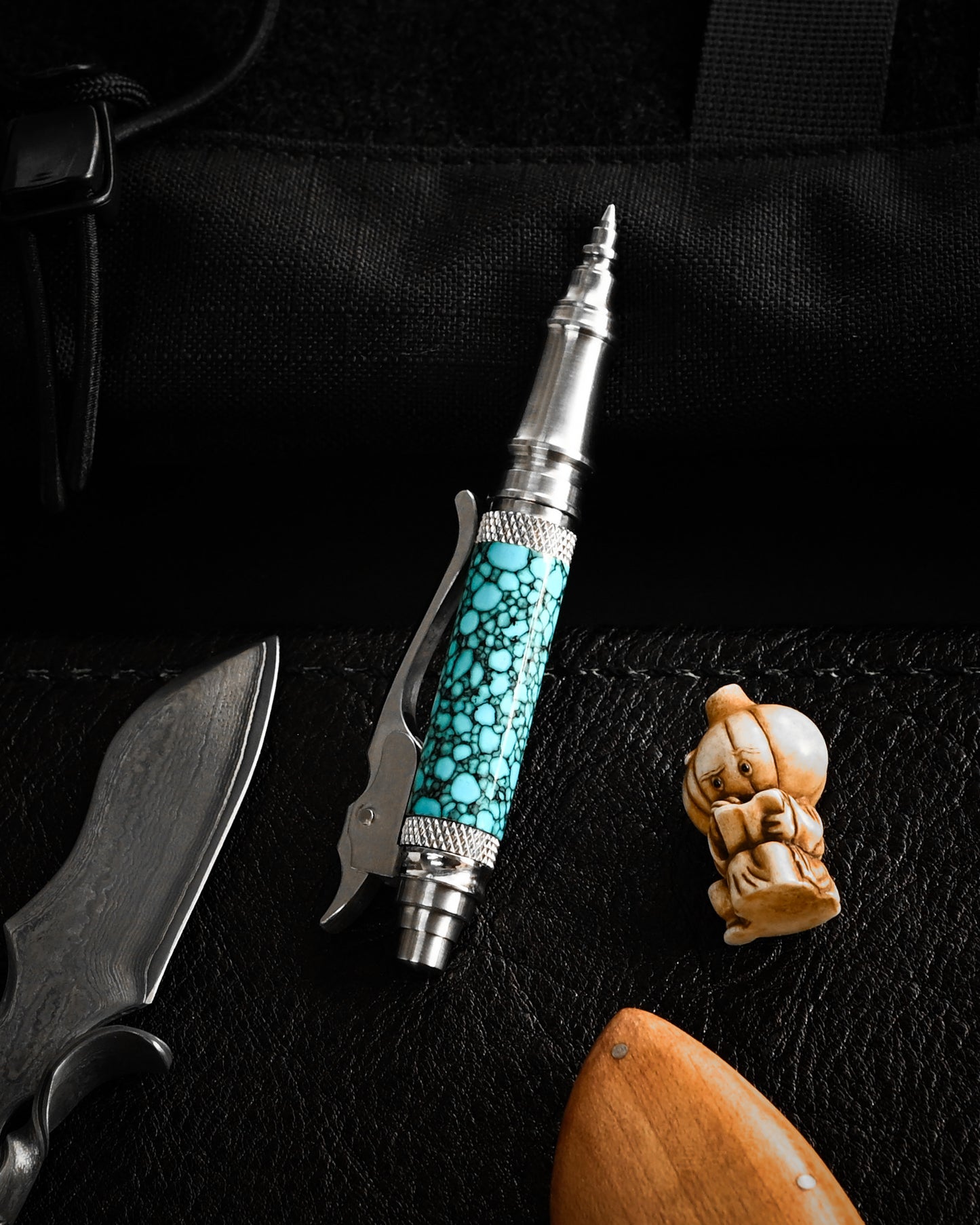 Hidetoshi Nakayama Mini　Turquoise Stainless Steel Click Pen　S