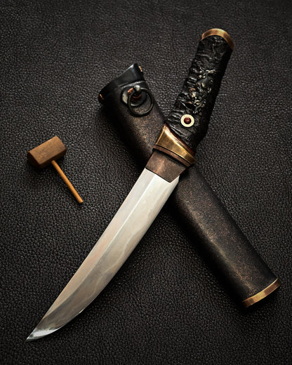 Yukio Nibu – One-Off Custom Knife No. R8-7 Reclaimed Japanese Sword Fragment Carbon Steel