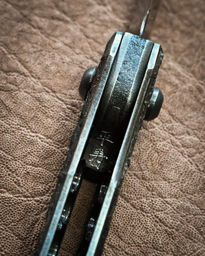 推薦作家・極希少 二部幸夫作 東京展示会モデル No.R8-3 「肥厚守」カスタムフォールディングナイフ