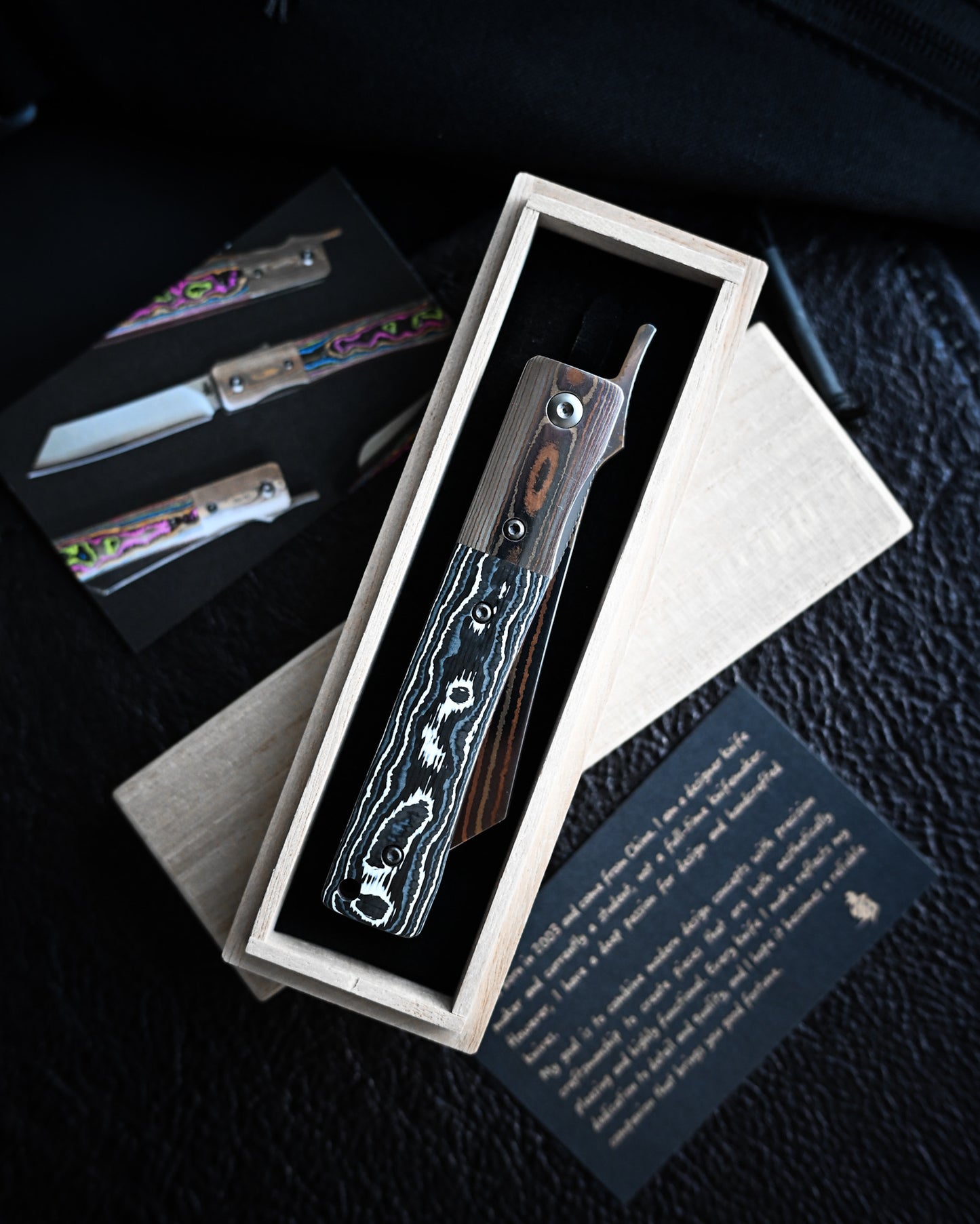 haoworks Eirou Atsumori Custom Folding Knife – Obsidian Storm