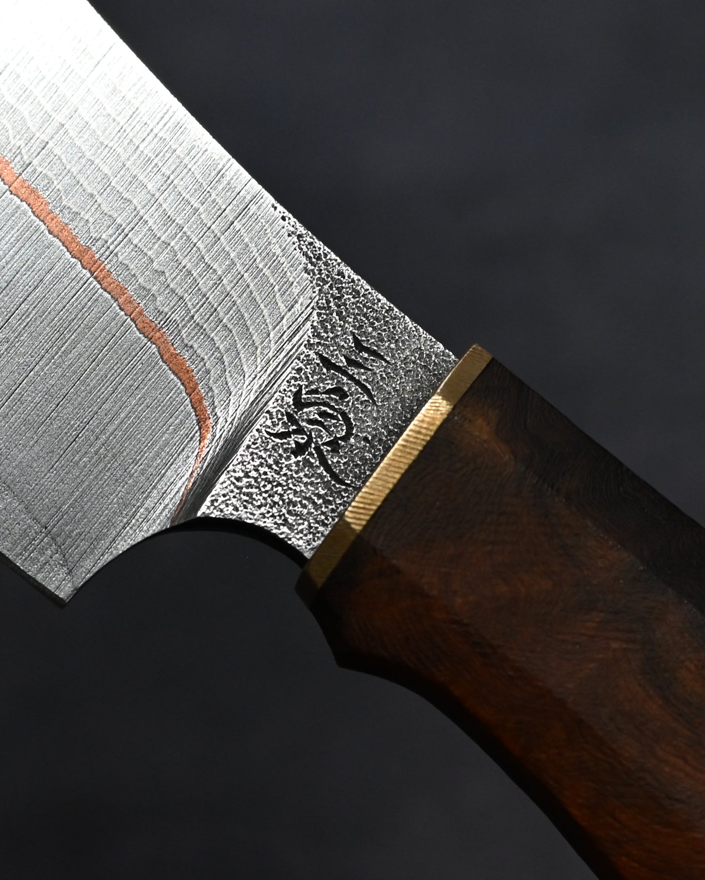 Sunizumi Knives “Little Brown” Full Custom Outdoor Bunka Knife VG7 Damascus + Copper (#4)
