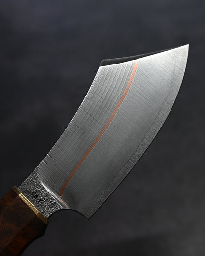 Sunizumi Knives “Little Brown” Full Custom Outdoor Bunka Knife VG7 Damascus + Copper (#4)