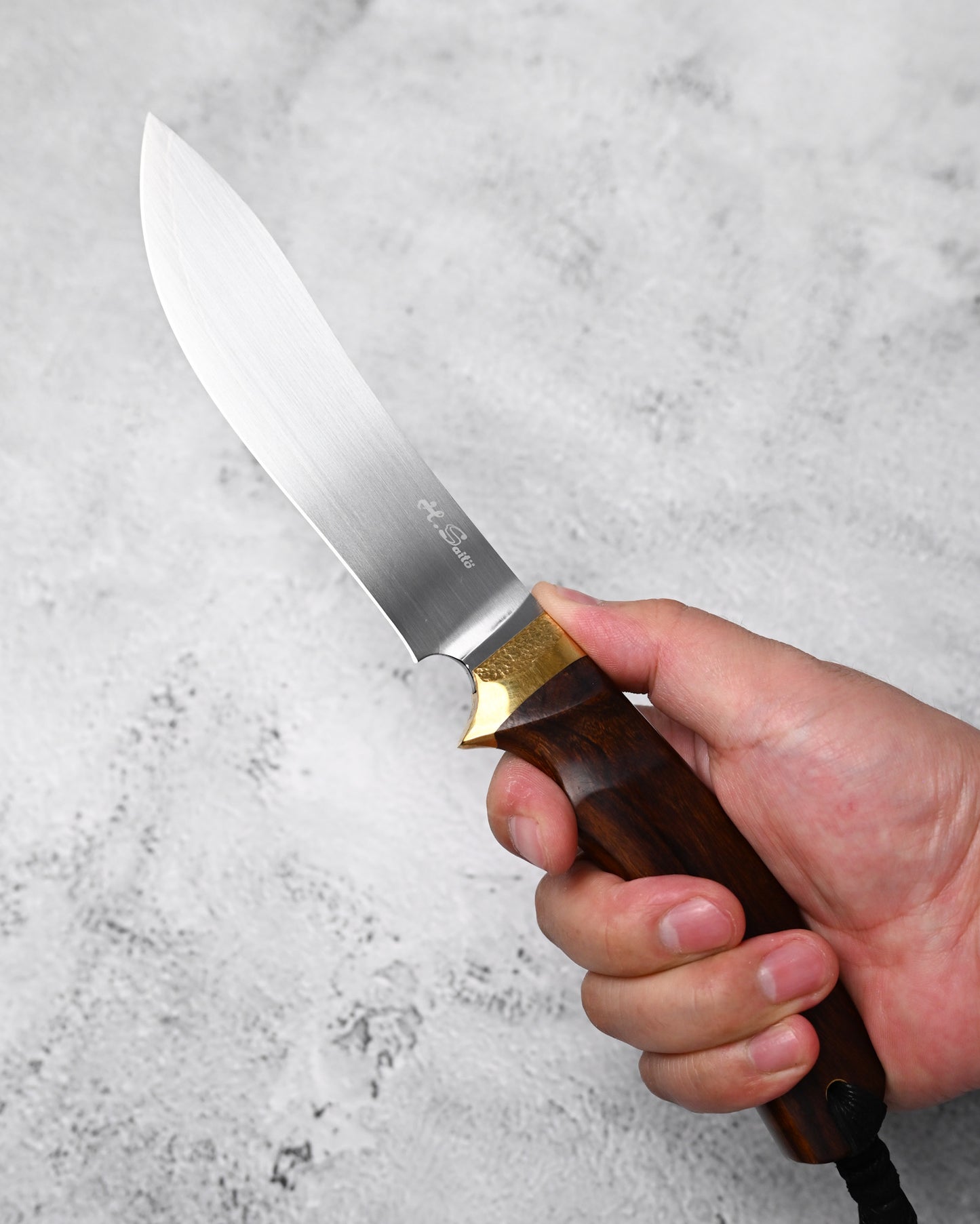 Japan Made Hiroshi Saito Handmade VG10 Outdoor Knife｜Desert Ironwood Handle｜Vegetable-Tanned Leather Sheath
