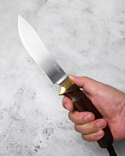 Japan Made Hiroshi Saito Handmade VG10 Outdoor Knife｜Desert Ironwood Handle｜Vegetable-Tanned Leather Sheath