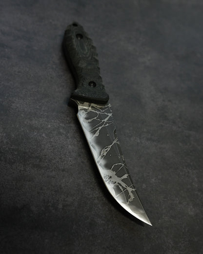 数量限定｜松田菊男「賤ヶ岳（Shizugatake）」｜OU-31 アウトドア直刀｜ブラック・キャンバスマイカルタハンドル｜日本製ハンドメイド