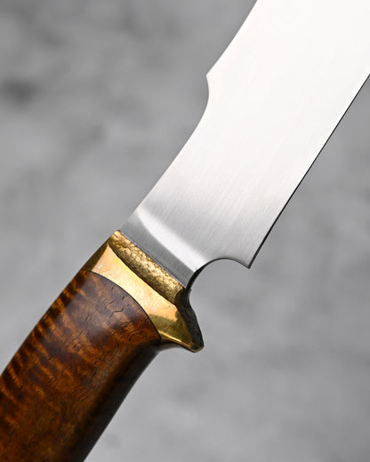 Japan Made Hiroshi Saito Handmade Gin3 Outdoor Knife｜Snakewood Handle｜Vegetable-Tanned Leather Sheath