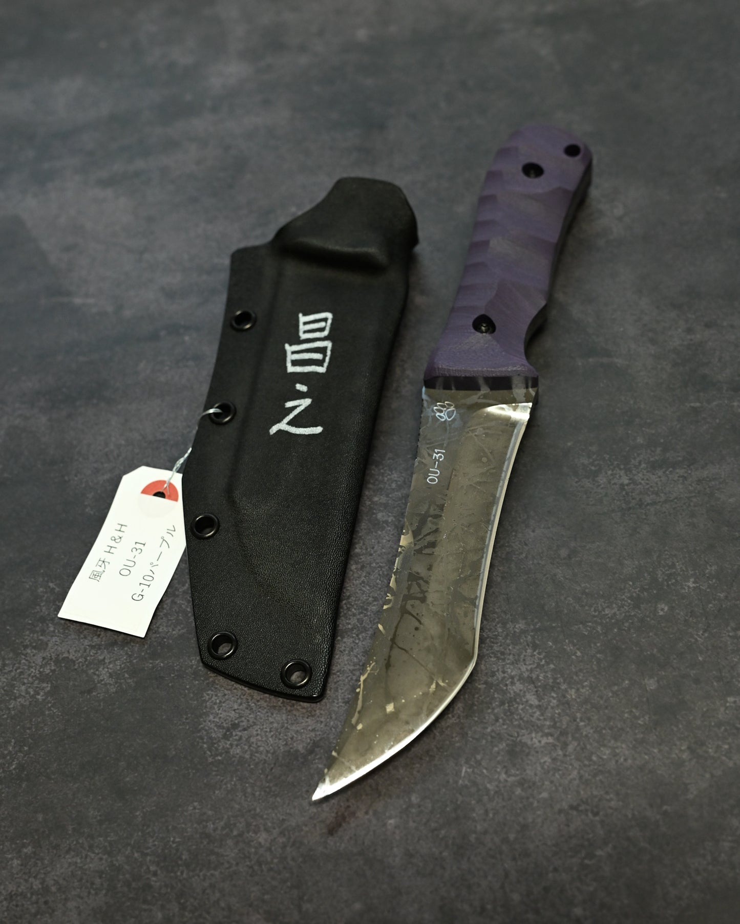 Limited Edition｜Kiku Matsuda — Masayuki Matsuda “Fuuga H&H”｜OU-31 Outdoor Fixed Blade｜Purple G10 Handle｜Handmade in Japan