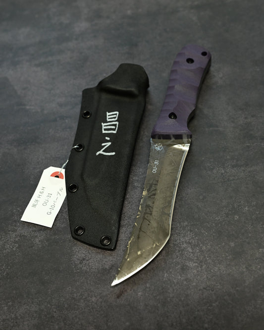 Limited Edition｜Kiku Matsuda — Masayuki Matsuda “Fuuga H&H”｜OU-31 Outdoor Fixed Blade｜Purple G10 Handle｜Handmade in Japan