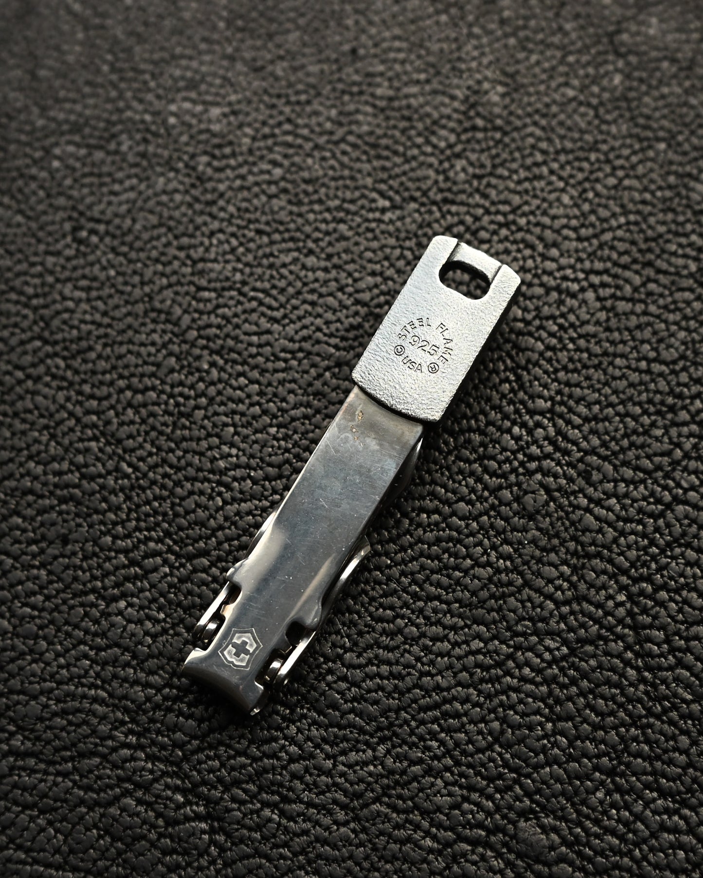 Discontinued and Rare Steel Flame Nail Clipper with Sterling Silver Warrior Skull