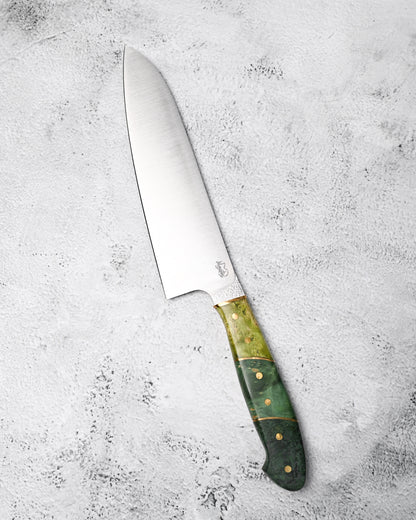 Japan Made Yoshio Sugiyama Handmade Gin3 Santoku Knife｜Copper-Inlaid Handle｜Satin-Finished Blade