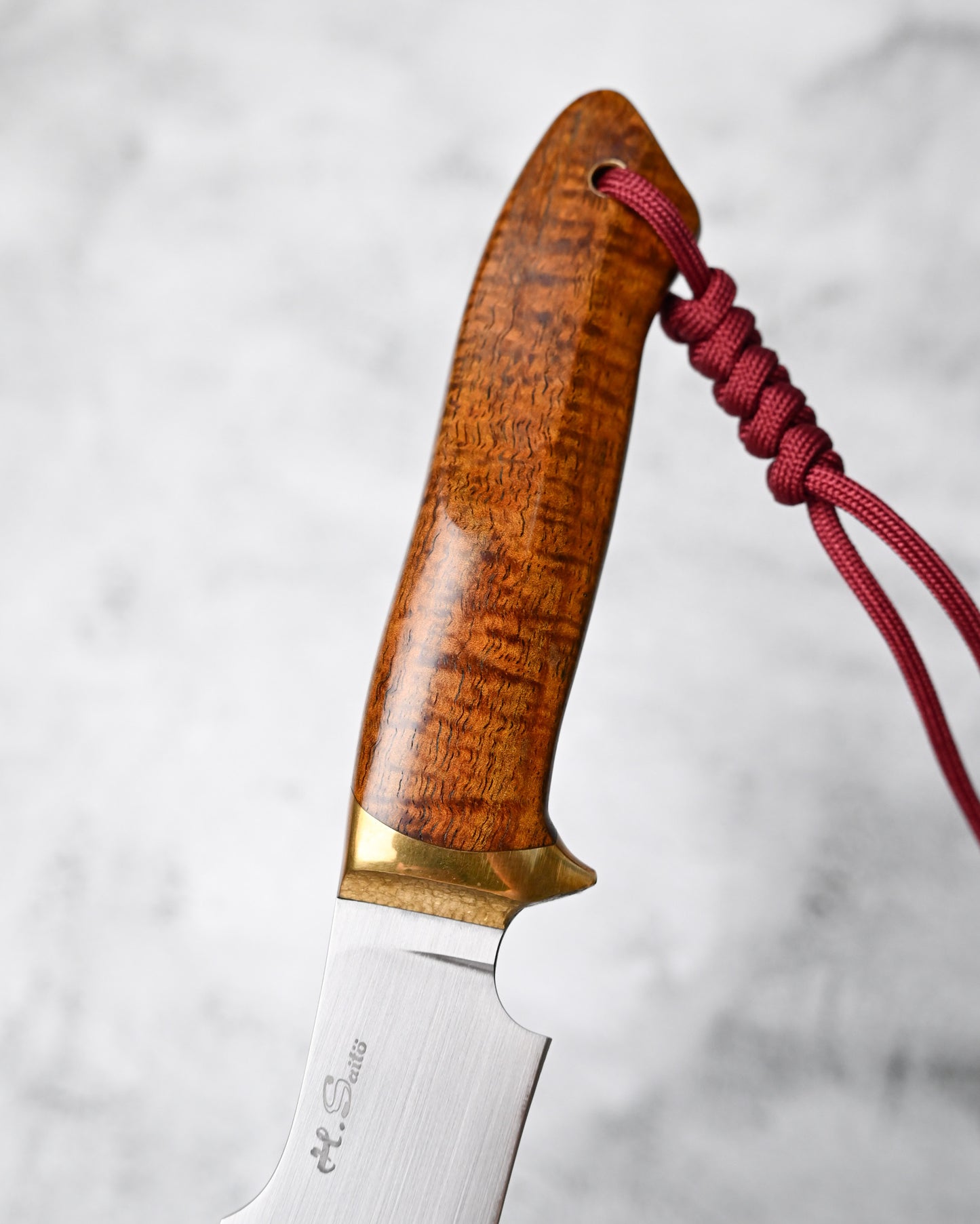 Japan Made Hiroshi Saito Handmade Gin3 Outdoor Knife｜Snakewood Handle｜Vegetable-Tanned Leather Sheath