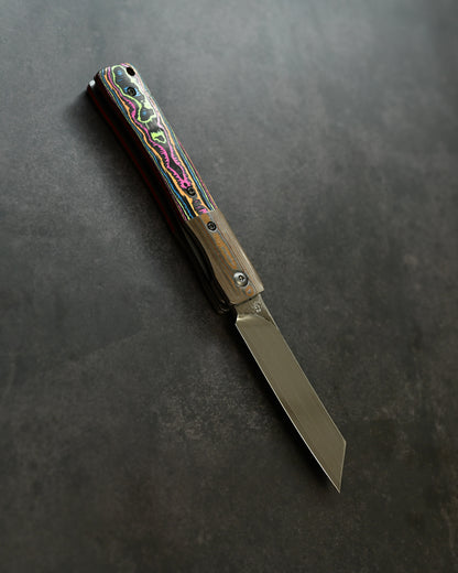 Haoworks Design Eirou Japan SG2 Laminated Steel Folding Knife Neon Lava Handle