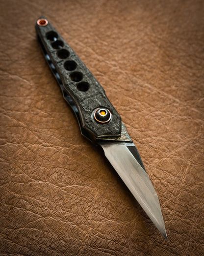 推薦作家・極希少 二部幸夫作 東京展示会モデル No.R8-3 「肥厚守」カスタムフォールディングナイフ