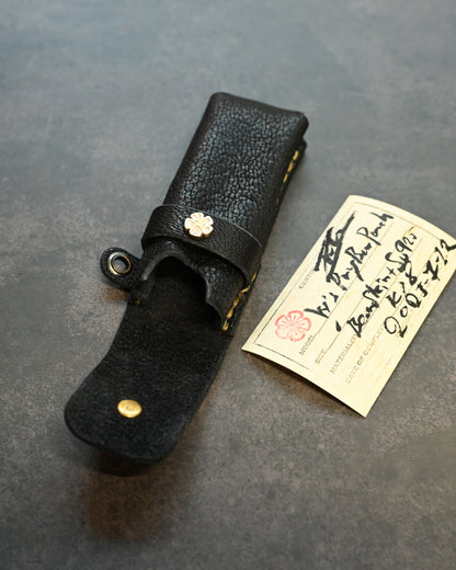 Wtopia One-off Bear Leather Knife Pouch | 925 Silver Apricot Blossom Inlay | Limited Handmade