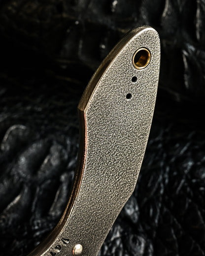 Made in Japan Wtopia One-Off VG7 Laminated Steel EDC Pry Bar / Bottle Opener with Silver Apricot Blossom Inlay and “OH BABY” Stamp
