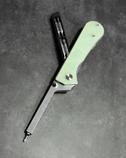 NUKNIVES T33 Multi-Functional Folding Screwdriver – Jade G10 Handle (Includes EDC Pouch)