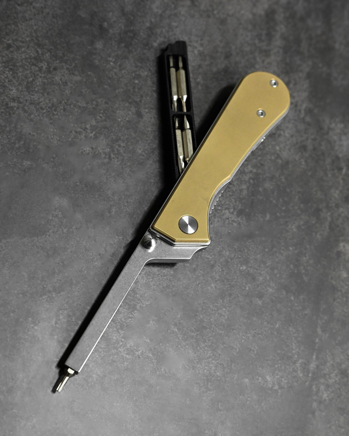 NUKNIVES T33 Multi-Functional Folding Screwdriver – Brass Handle (Includes EDC Pouch)