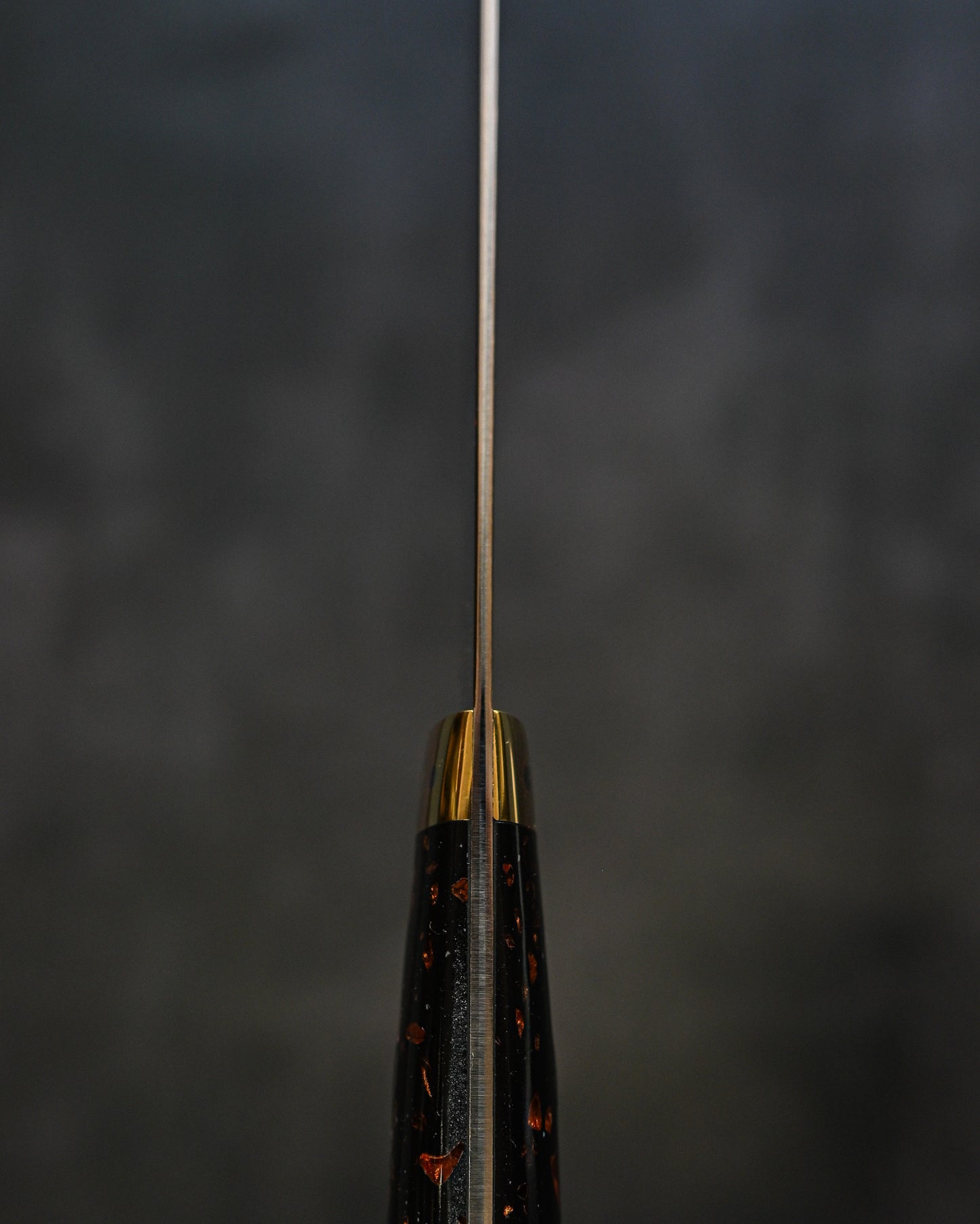 佐治武士 V金10W 有色ダマスカス 牛刀 240mm 黒茶コーリアンハンドル 手打ち包丁
