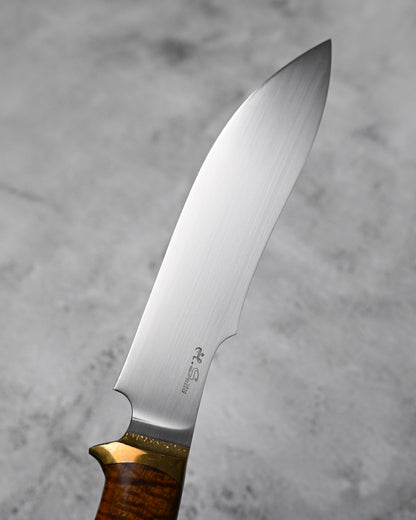 Japan Made Hiroshi Saito Handmade Gin3 Outdoor Knife｜Snakewood Handle｜Vegetable-Tanned Leather Sheath