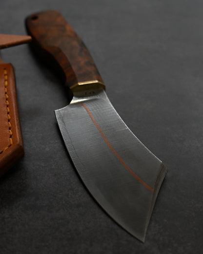 Sunizumi Knives “Little Brown” Full Custom Outdoor Bunka Knife VG7 Damascus + Copper (#4)