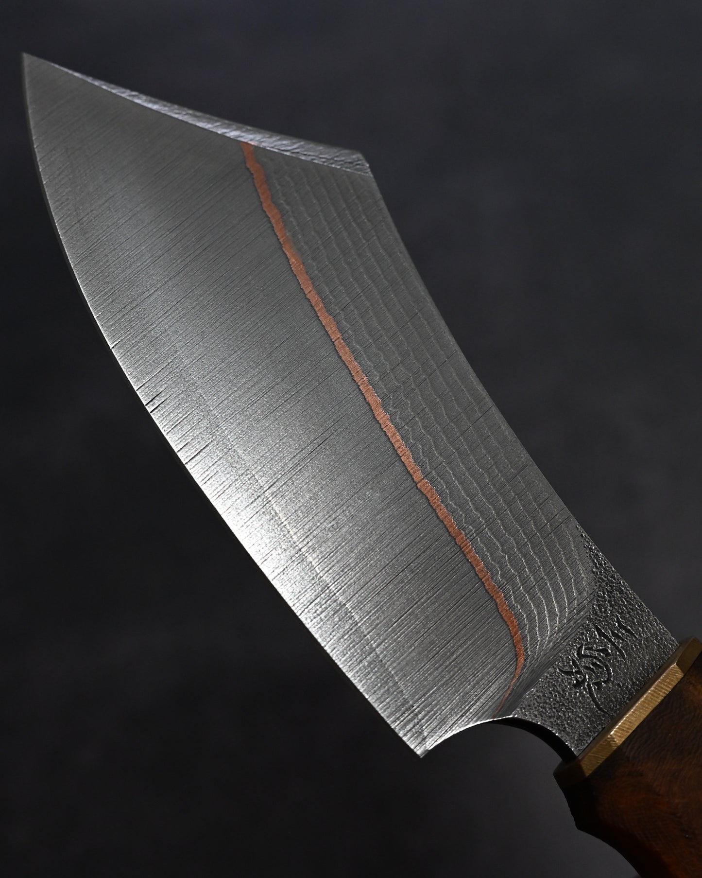 Sunizumi Knives “Little Brown” Full Custom Outdoor Bunka Knife VG7 Damascus + Copper (#4)