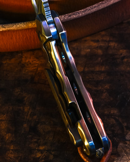 Homer Knife - T-Rex #392 Folding Knife | A Perfect Fusion of Anodized Titanium and Copper Bead