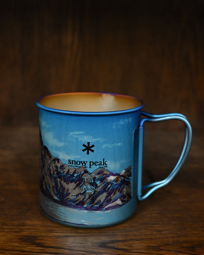 Hand-Carved Custom Edition Blue Snowfield Snow Peak Titanium Cup