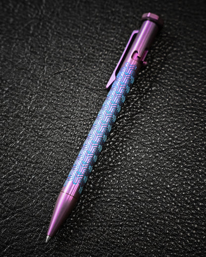 TACRAY Titanium Bolt Action Pen sunizumi Interlock pattern