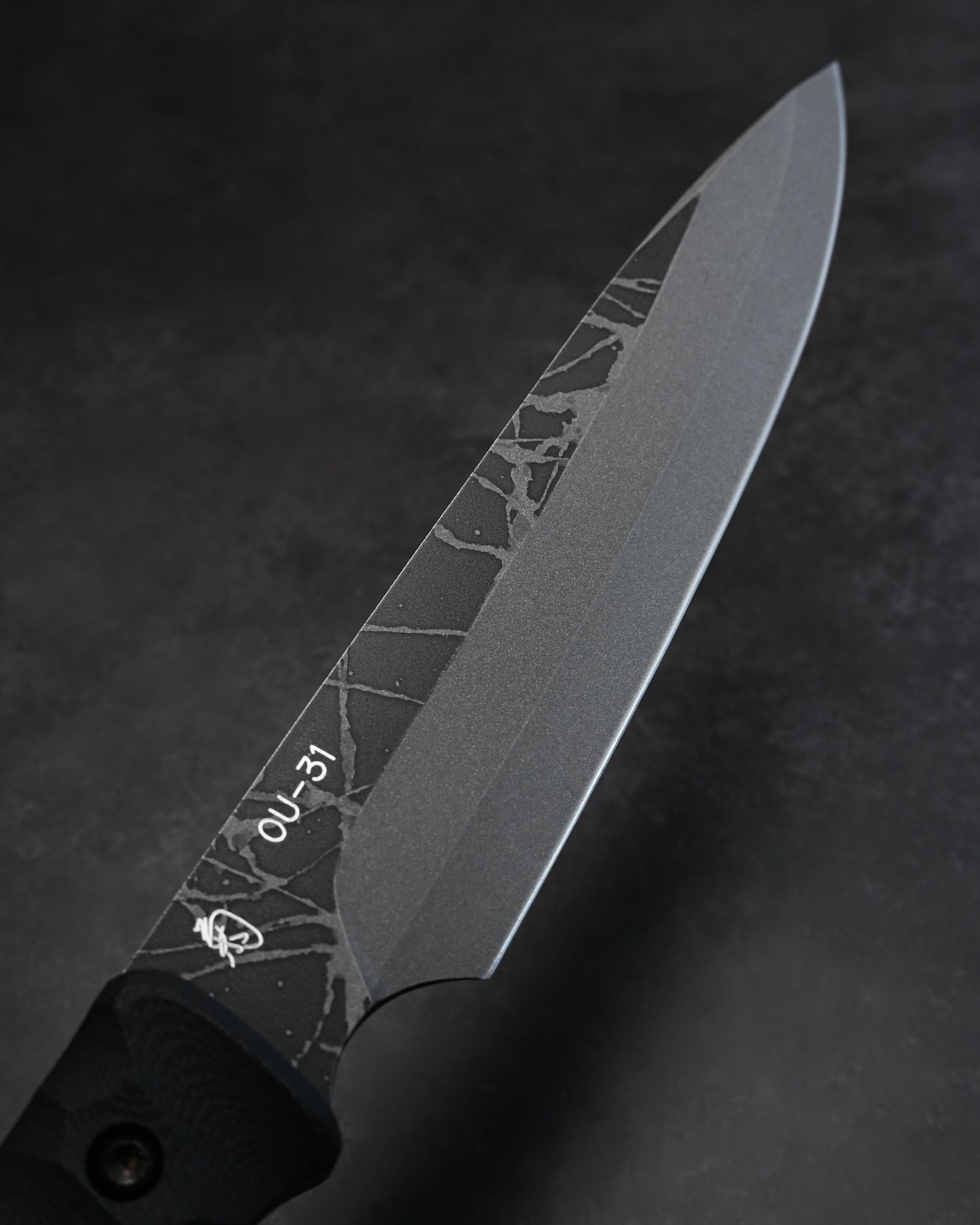 KIKUKNIVES HIEI W Rare Ginza Exhibition Edition – OU-31 Steel, Black G10 Handle, Personally Signed