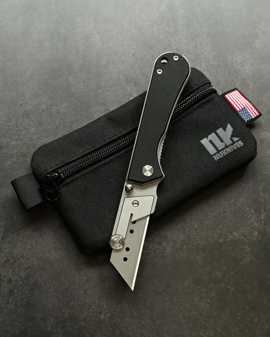NUKNIVES Black G10 Handle Quick-Open Replaceable Blade Utility Knife | Kumpanter U23