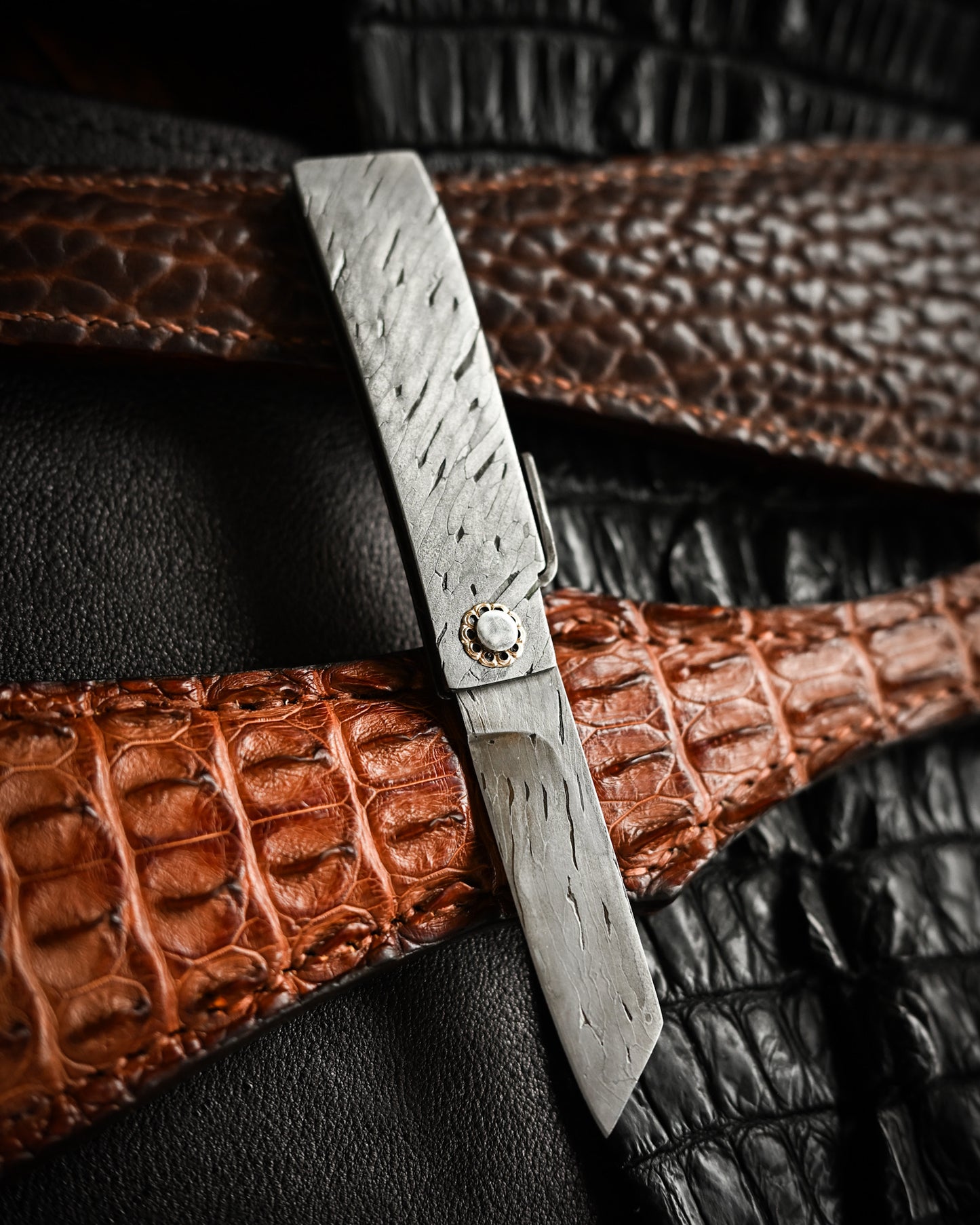 Masayuki Tashiro S711 Forged Dragon Scale Damascus Higonokami EDC Custom Folding Knife