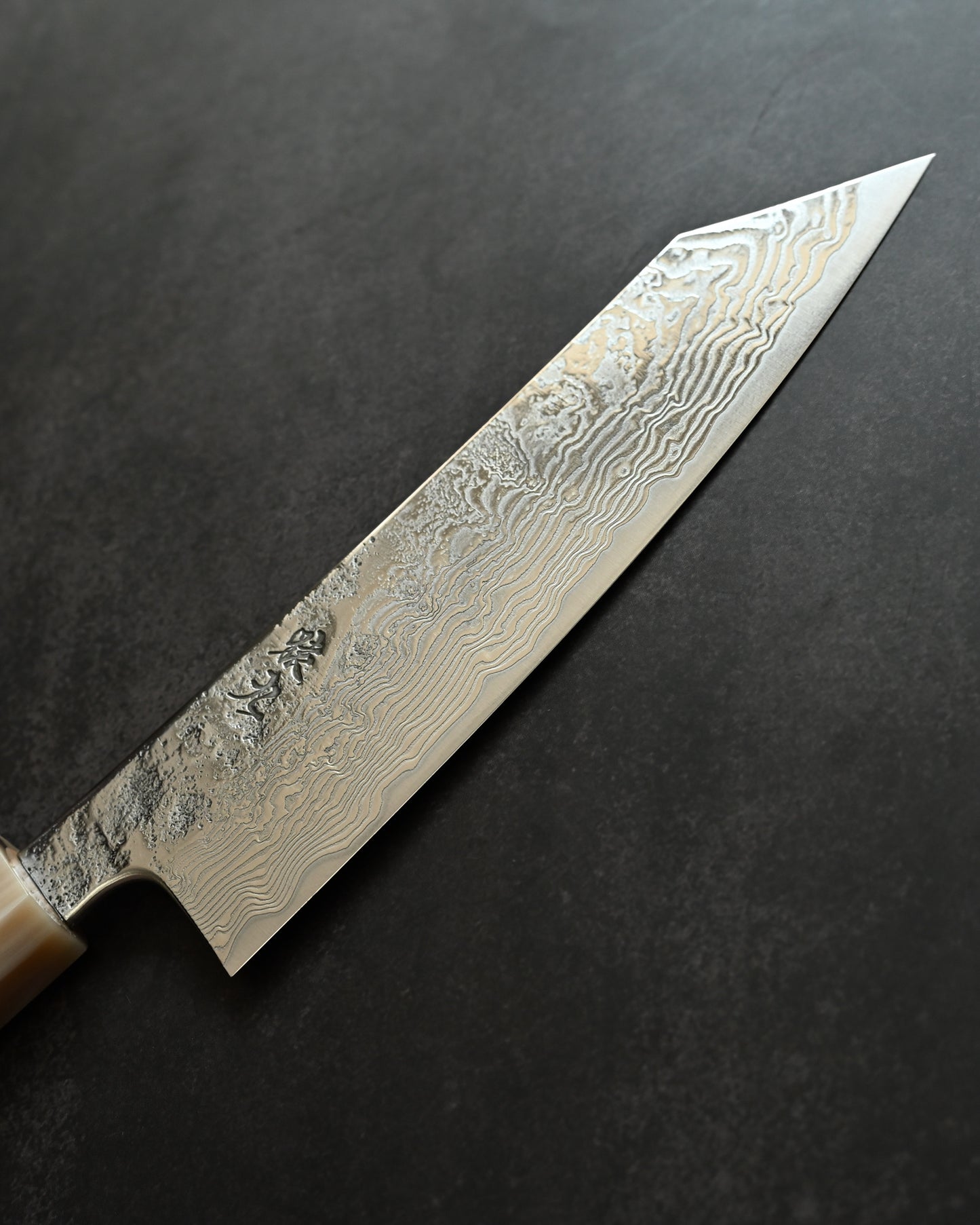 Saruku Homura-Un Knife 165mm Japanese Kitchen Knife SPG2 Damascus  Burl Wood Handle  Buffalo Horn Ferrule
