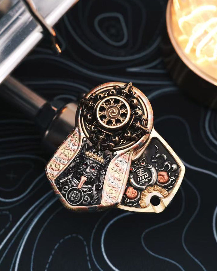 Mokume-gane Body × Zakiram Fortune Goddess — “Seal of Demon” Limited Edition (24 pcs)｜Multi-Metal Magnetic Plates｜Vajra Brass Spinner｜Push-Coin Action
