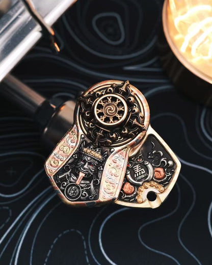 Mokume-gane Body × Zakiram Fortune Goddess — “Seal of Demon” Limited Edition (24 pcs)｜Multi-Metal Magnetic Plates｜Vajra Brass Spinner｜Push-Coin Action