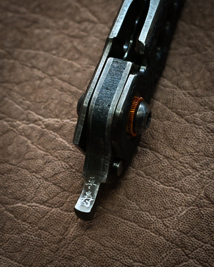 推薦作家・極希少 二部幸夫作 東京展示会モデル No.R8-2 「肥厚守」カスタムフォールディングナイフ