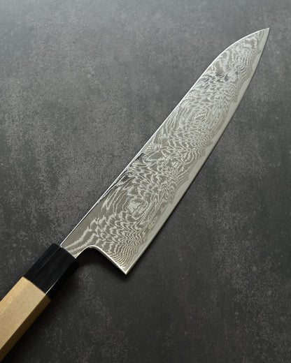 Kanetaka VG10 Damascus Gyuto Knife 210mm | Mirror-Finish Handcrafted Japanese Chef’s Knife with Octagonal Wood Handle