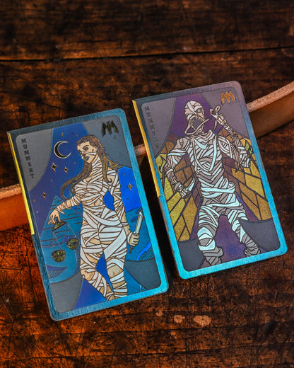 Mummert Knives Ancient Egyptian-Themed Titanium Card Knife Set – A Symbol of Justice and Protection