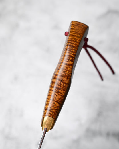 Japan Made Hiroshi Saito Handmade Gin3 Outdoor Knife｜Snakewood Handle｜Vegetable-Tanned Leather Sheath