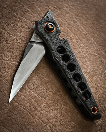 推薦作家・極希少 二部幸夫作 東京展示会モデル No.R8-3 「肥厚守」カスタムフォールディングナイフ