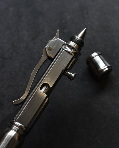 Hidetoshi Nakayama Kyoto Show Edition Stainless Steel Bolt-Action Tactical Pen Type A – Conical Tip